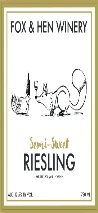 Fox & Hen Winery NV Semi-Sweet, Riesling, Michigan